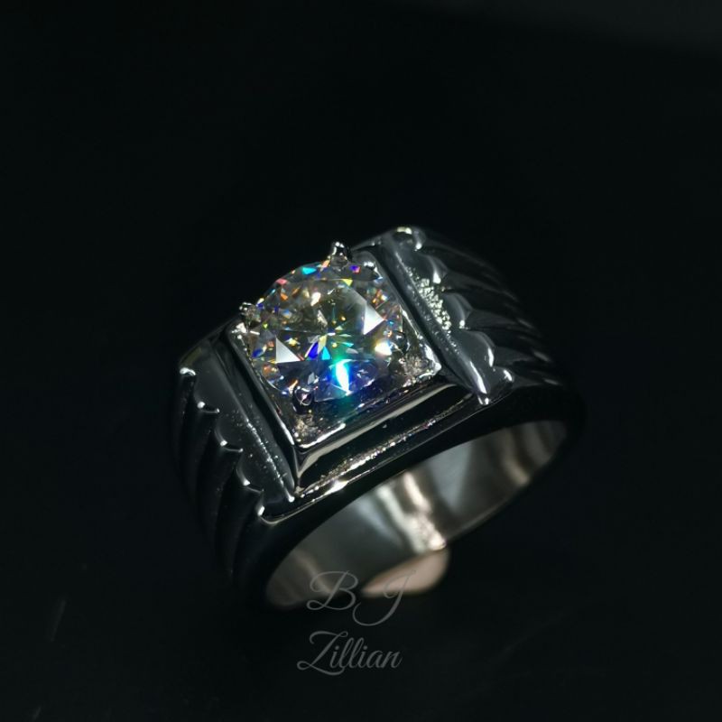 Cincin Permata Moissanite ring Titanium Asli - Original