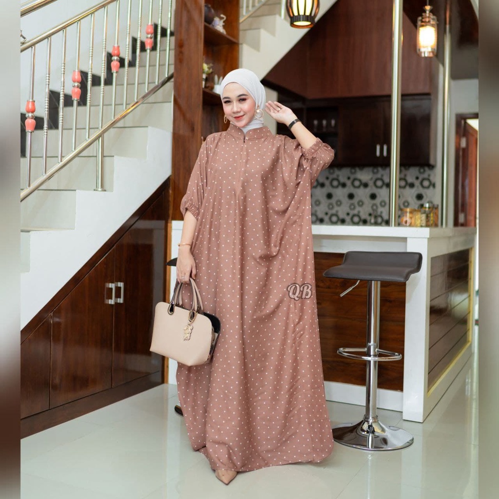 Kaftan jumbo busui polos casual | gamis kaftan rayon modern high quality