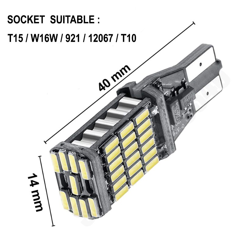 [L283] Lampu LED Senja Kabin Rem Mundur T15 T10 W16W Canbus 45 LED Super Bright Mobil Motor