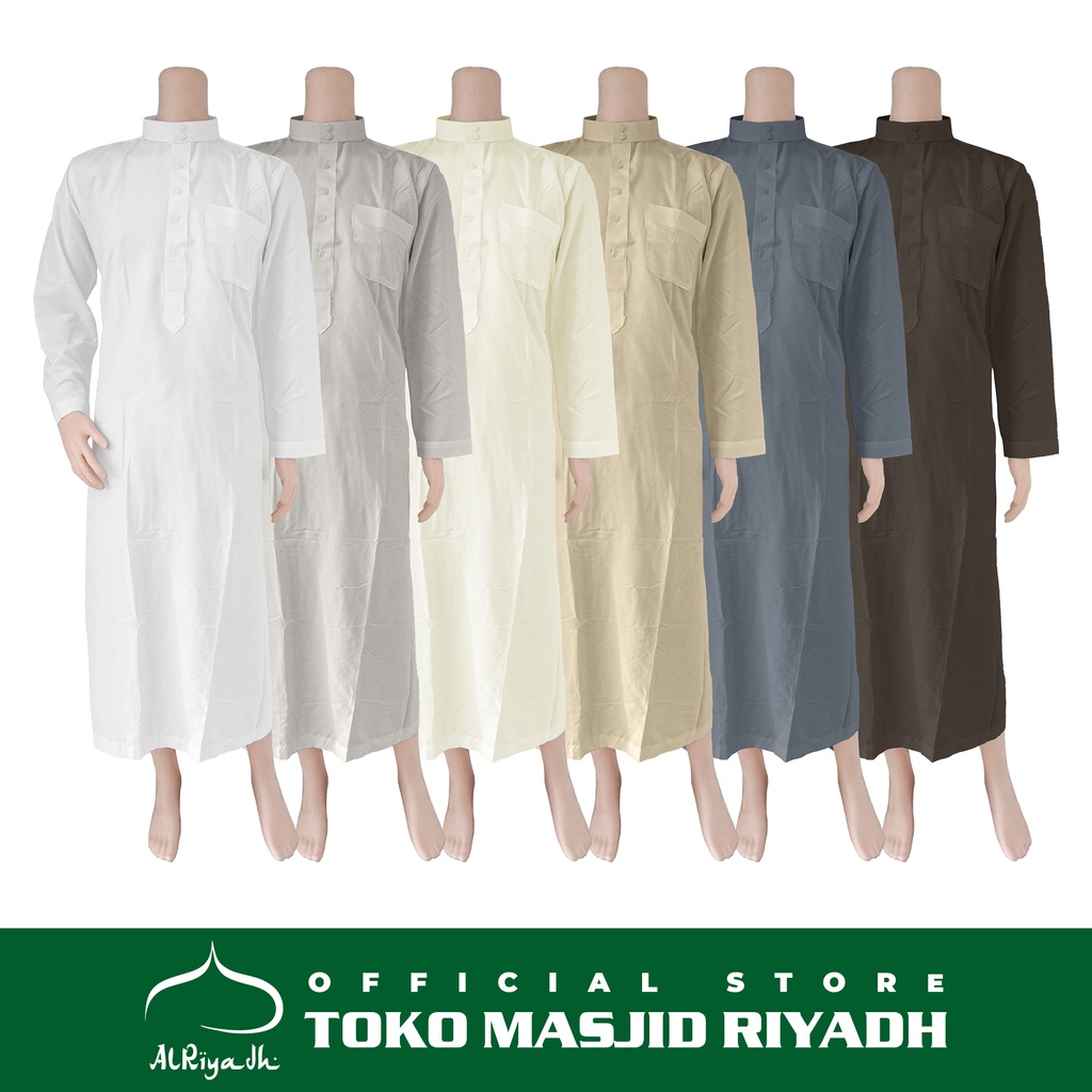 AMIRI Gamis Pria Dewasa Model Saudi Kerah Gamis Polos Putih Polos Warna