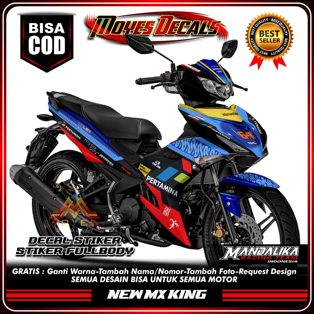Decal Stiker New Mx King 150 Full Body Motif Mandalika Racing Team