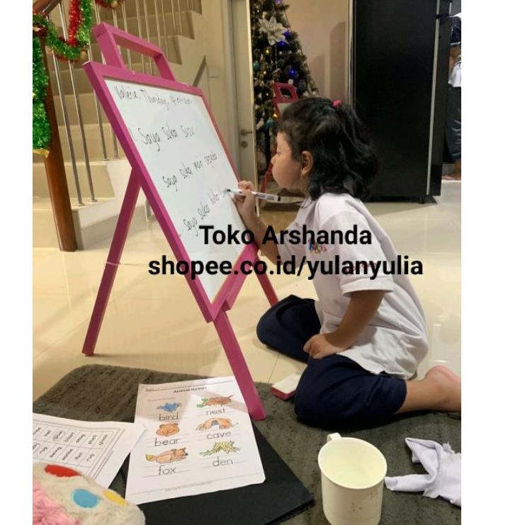 

83 Papan Tulis 60x80 / white board ukuran besar+ standing gratis spidol+ penghapus RR83 ➭