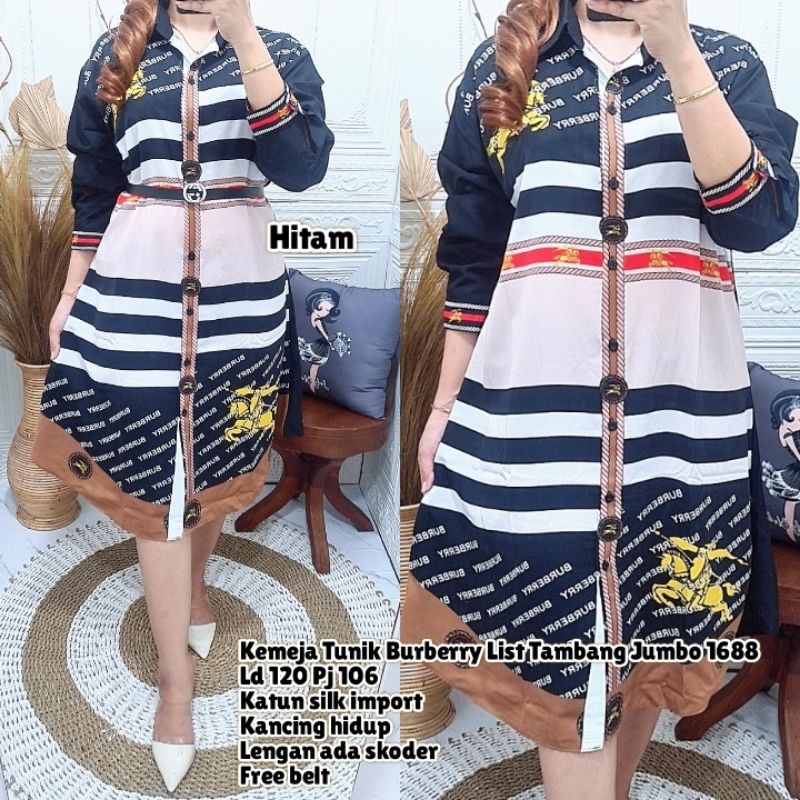 TUNIK KATUN SILK LIST TAMBANG JUMBO
