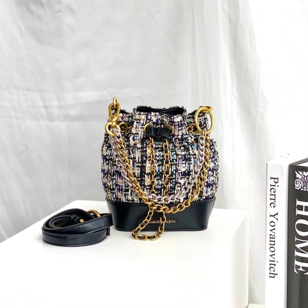 CNK TWEED BUCKET BAG SERUT SLING BAG ABSC1140 NEW ARRIVAL