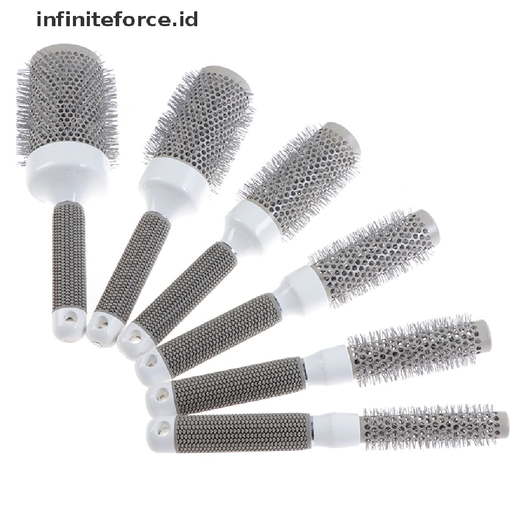 (Infiniteforce.Id) Sisir Thermal Ionik Profesional Bentuk Bulat Bahan Keramik