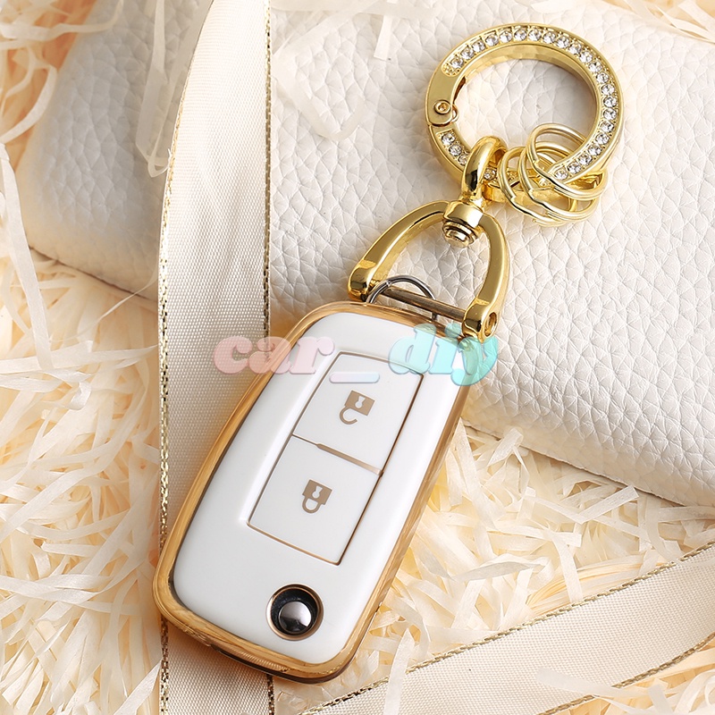 Casing Kunci Remote Mobil Bahan TPU Lembut 2 Tombol Dengan Gantungan Kunci Untuk Nissan Qashqai J11 X-Trail Juke Micra Murano Tiida Maxima