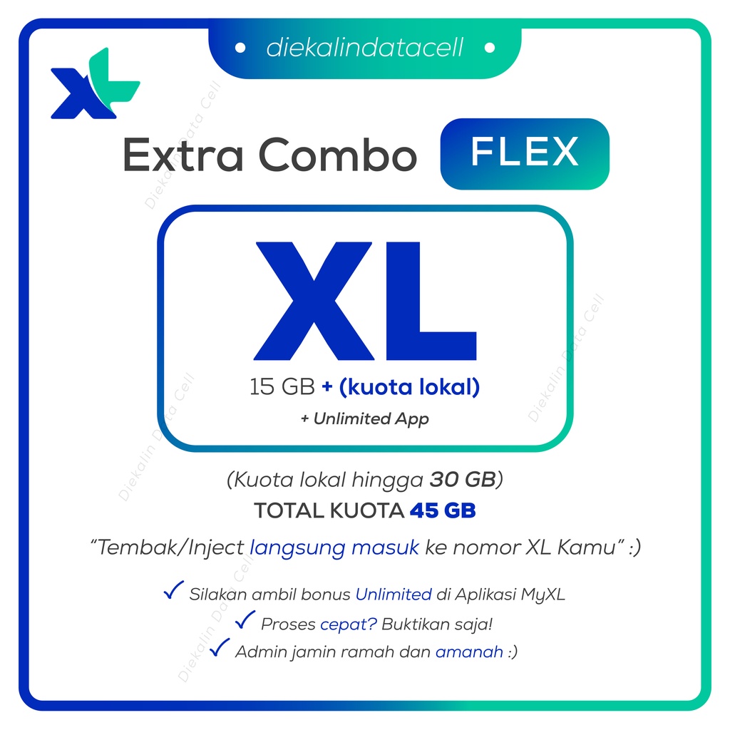 Paket Data Xtra Combo Flex XL Tembak/Inject XL Axiata Extra Combo Murah Ramah Amanah
