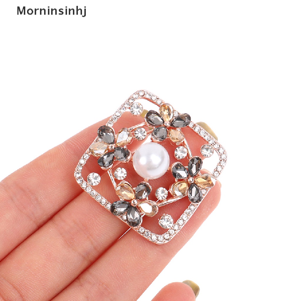 Mornin Fashion Mutiara Berlian Imitasi cross Bros Pin Netral Aksesoris Perhiasan id