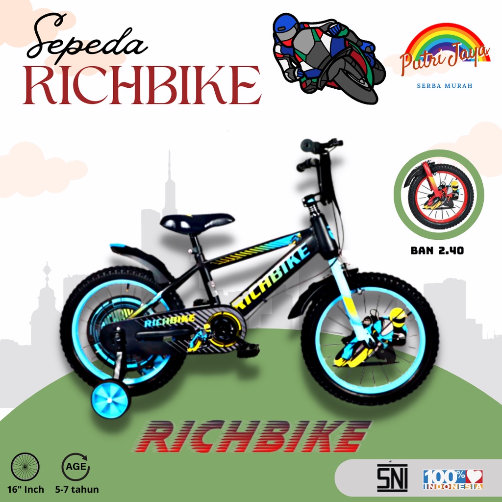 Sepeda Anak Laki-Laki BMX Richbike ukuran 16 inch usia 5-8 tahun
