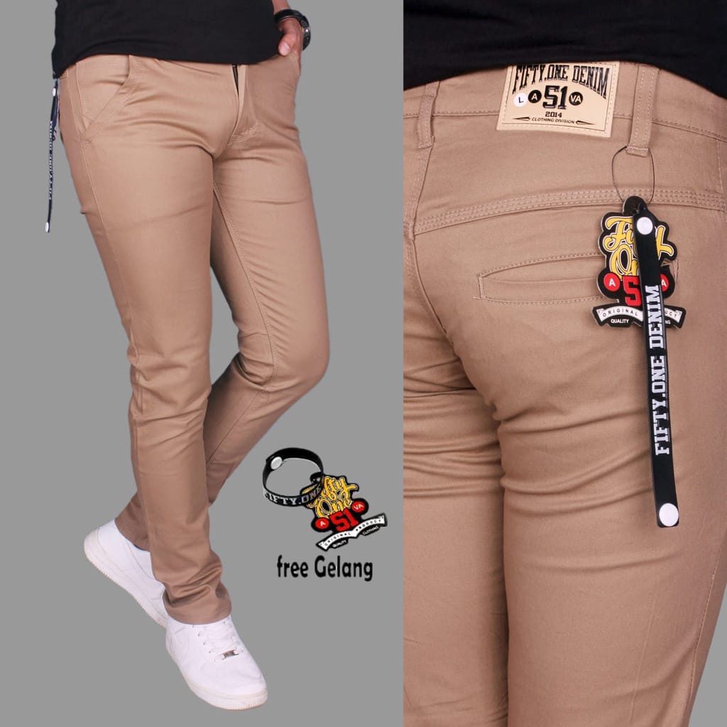 Fifty One Denim-Celana Chino Panjang Pria Slimfit Katun Strecth Twill Melar Original Premium Distro 51