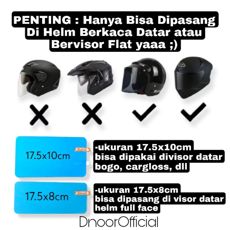 Stiker Anti Hujan, Anti Fog Embun dan Anti Gores Kaca Visor Helm untuk bogo carglos MODEL TERBARU Generasi 3 / Rainproff anti rain for helmet