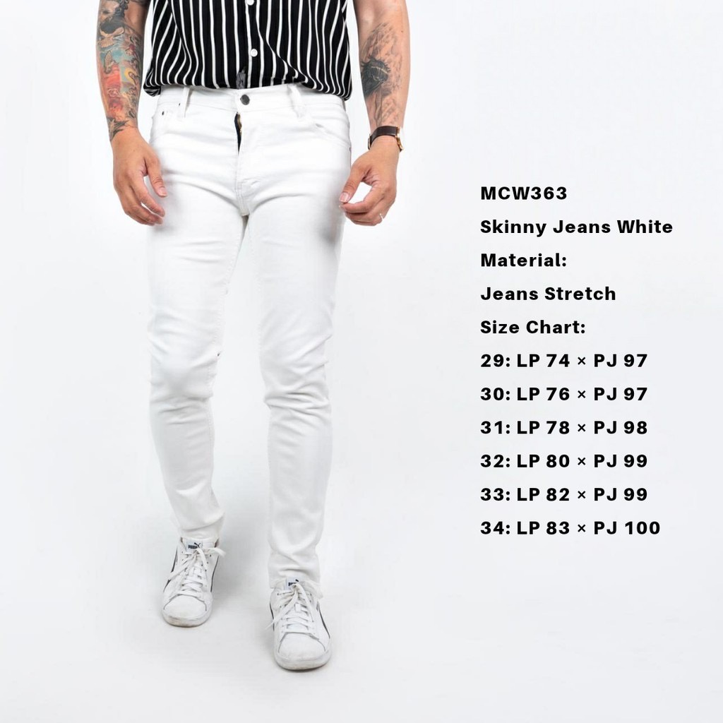 CELANA JEANS PRIA PULL&amp;BEAR TRUE WHITE SKINNY STRETCH PULLANDBEAR PULL &amp; BEAR PULL P&amp;B PUTIH POLOS