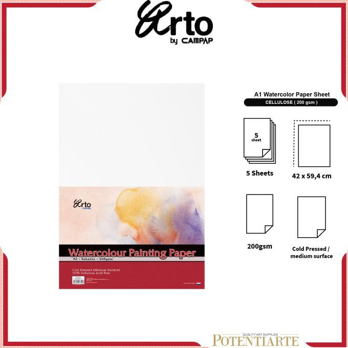 

Terbaru Kertas Cat Air Arto A2 Watercolor Paper Sheet - CELLULOSE 200gs