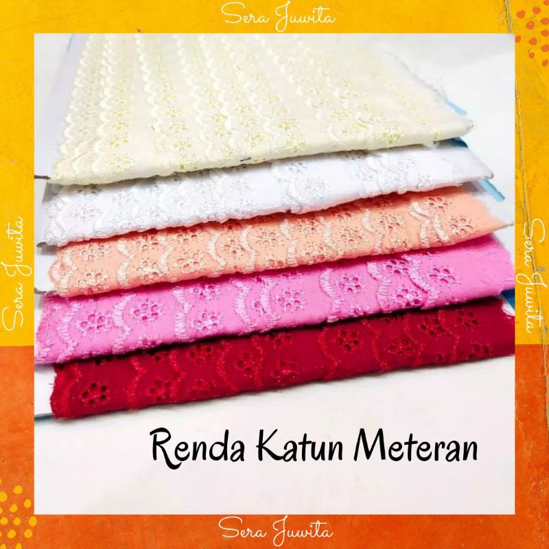 (Per Meter) Renda Katun Kecil 2 cm Murah Warna Putih Coklat Biru Muda Merah Hitam permeter Halus Bag