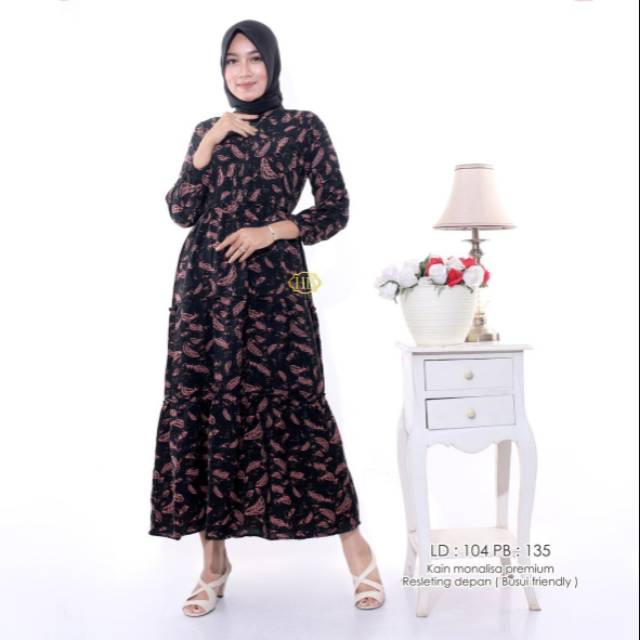 Gamis monalisa susun rempel premium