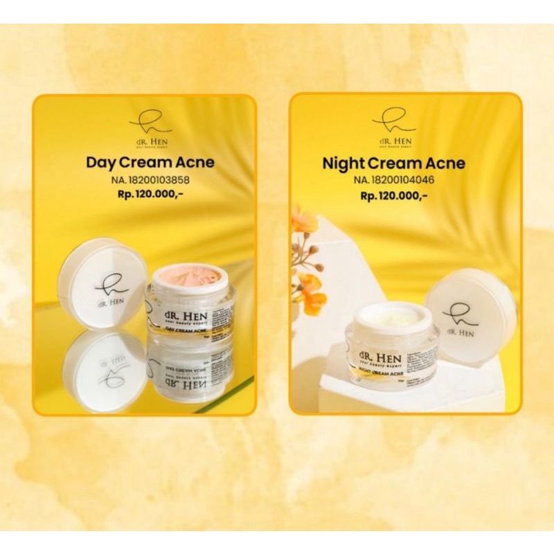 Day Cream &amp; Night Cream Dr Hen Whitening, Acne Glowing ( By Athena Skincare )