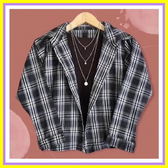 Flanel Oversize Terlaris Kemeja Casual  Atasan Keren Kemeja Flanel Motif Kotak Bestseller Flanel Cew