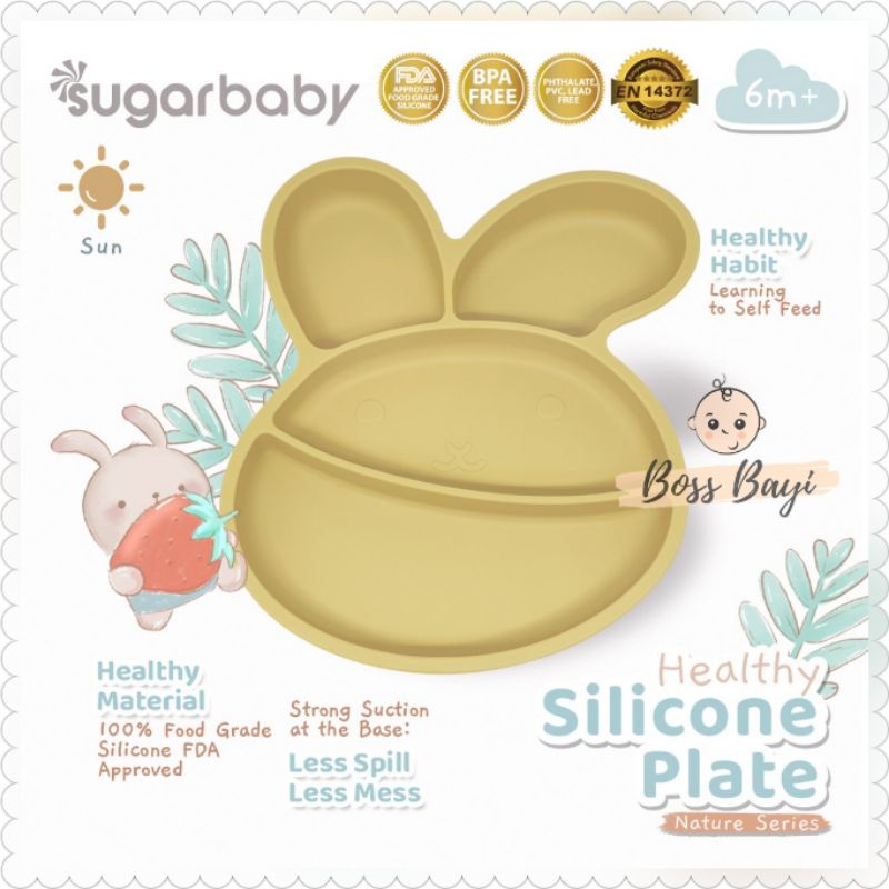 SUGARBABY Healthy Silicone Plate Nature Series / Piring Makan Bayi Anak Silikon Sugar Baby