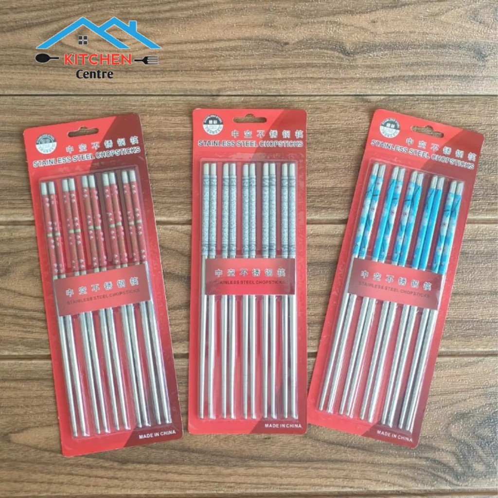 Sumpit Korea Stainlees Isi 5 Pasang Stainlees Chopstick Motif Sumpit Makan Korea Sumpit Mie