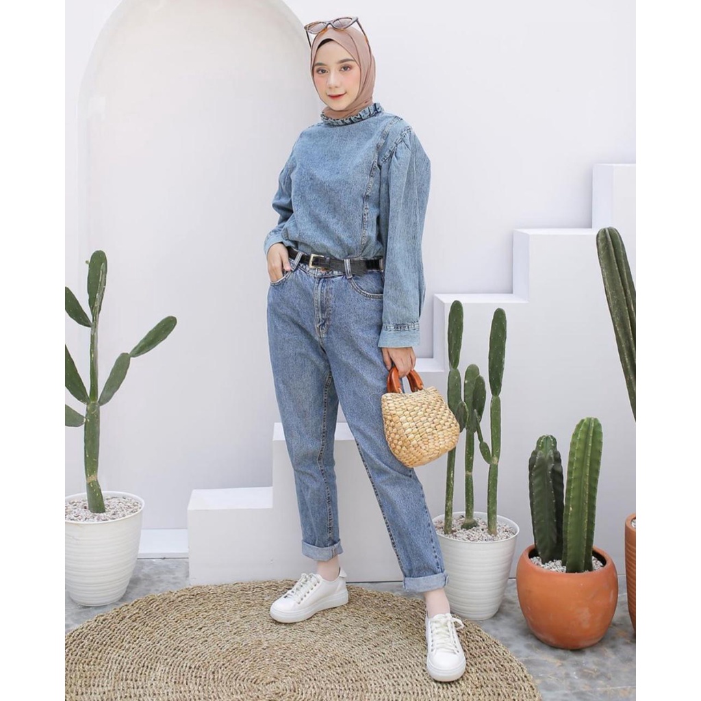 FWR - 27-34 Celana boyfriend jeans snow acid