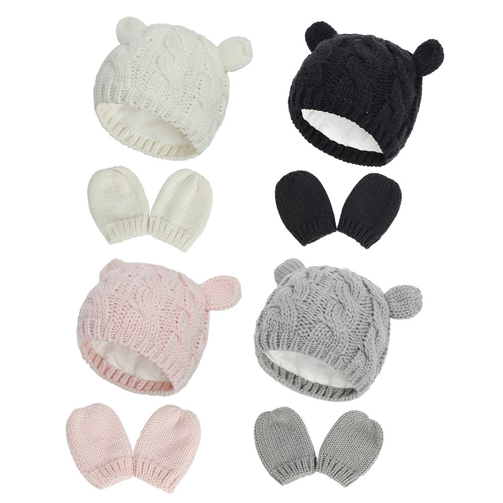 (Pimenova) topi dengan sarung tangan rajut untuk bayi, set topi bayi , mitten baby, topi rajut bayi