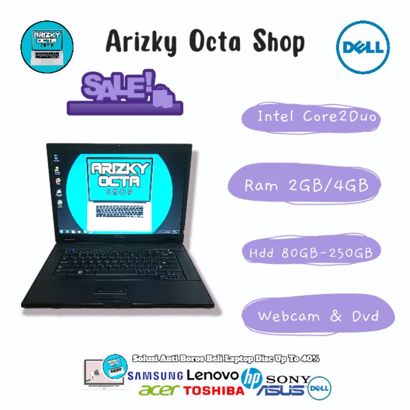 Obral Laptop Dell Latitude 1 jutaan intel Core 2 Duo Ram 2gb Hdd 160gb Dvd Wifi lcd 15inch