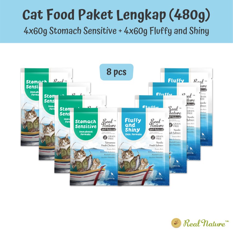 RealPower - Real Nature Makanan Kucing - Paket jalan2 (8pcs 40g) | Holistic &amp; Grain-free Cat food