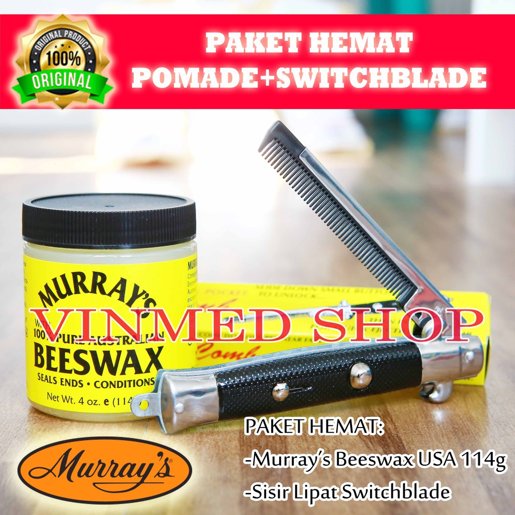 Paket Hemat Murrays Vanila Beeswax dan Sisir lipat Switchblade comb