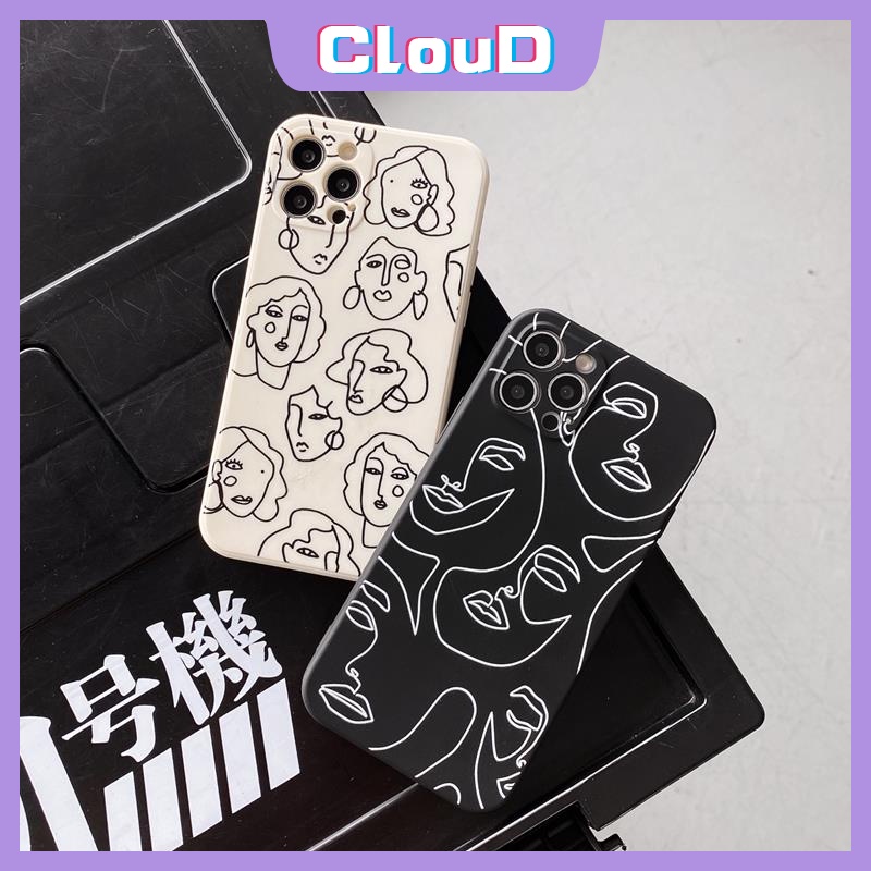 Couple Straight Edge Soft Tpu Cover Xiaomi Redmi Note 9s 9 8 9Pro 10 10pro 10s Plus POCO M3 POCO X3 Pro Redmi 10 9C 9A 9T 9 NFC Mi 10 10T 11 Lite Simple Art Line Face Phone Case