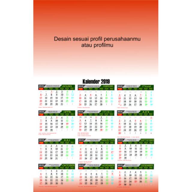 

Kalender 2019 3 lembar (4 bulanan)