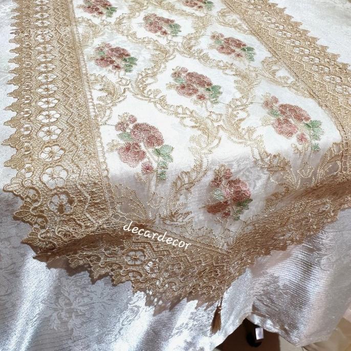 :=:=:=:=] Table Runner Taplak Meja Panjang Shabby Chic Mewah Panjang 250 cm