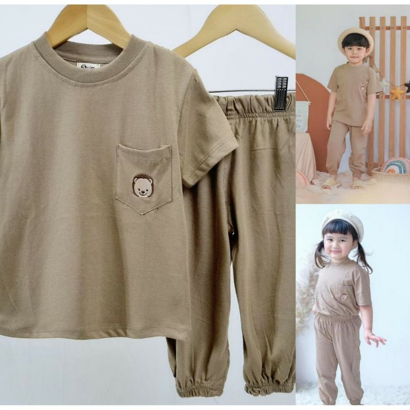Setelan anak smilee jojo 1-5th warna coklat