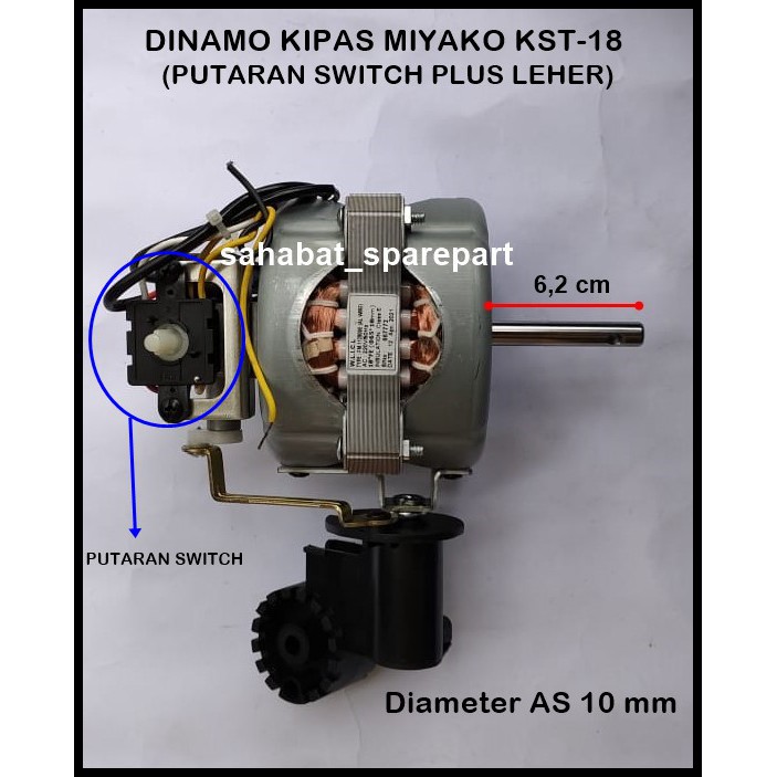 DINAMO KIPAS ANGIN MIYAKO KST 18 RC PLUS LEHER DAN SWITCH