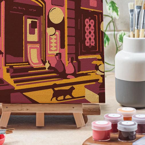 

Paint by number lukisan bangunan city versi 1 canvas 20x20 cm - city02, 15x15cm