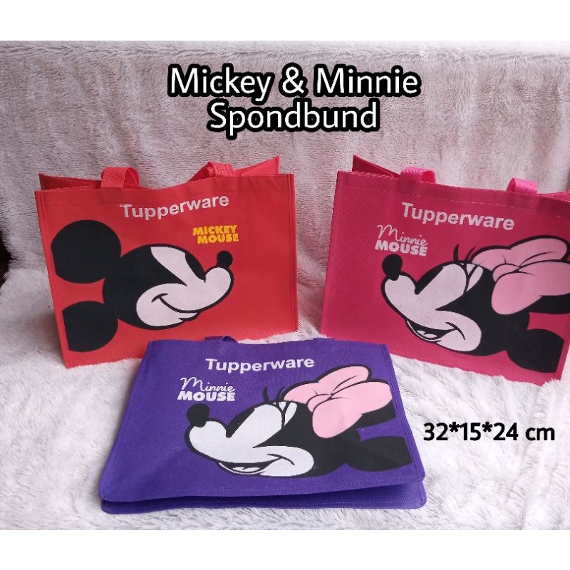 Tas Sponbund karakter Mickey dan Minnie / tas ultah / tas souvenir / lunch bag