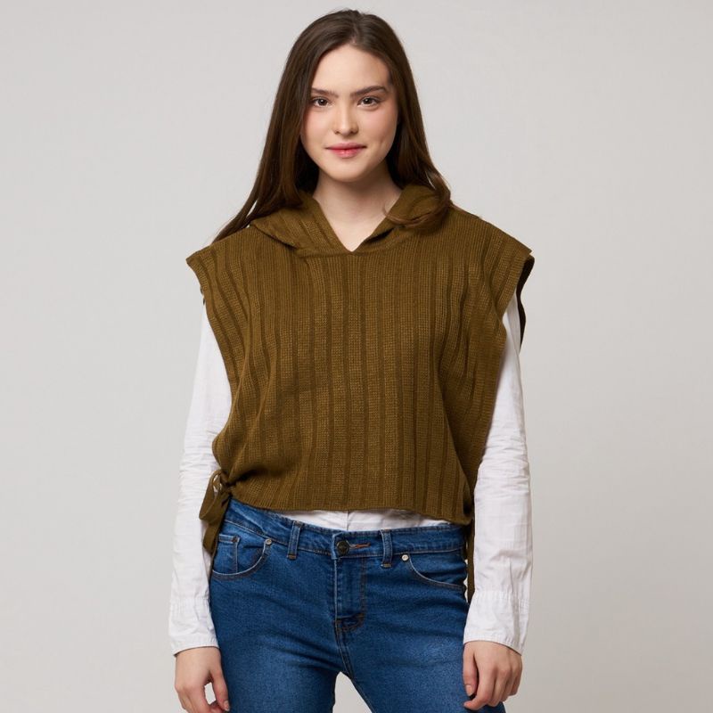 143acw Vest Rajut Hoodie Wanita Sleeveless