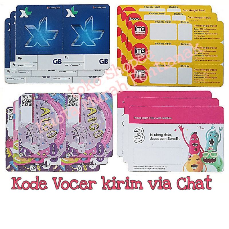 [ kode kirim via chat ] Voucher Telkomsel Indosat Axis XL Vocer Kuota Data All Provider Semua