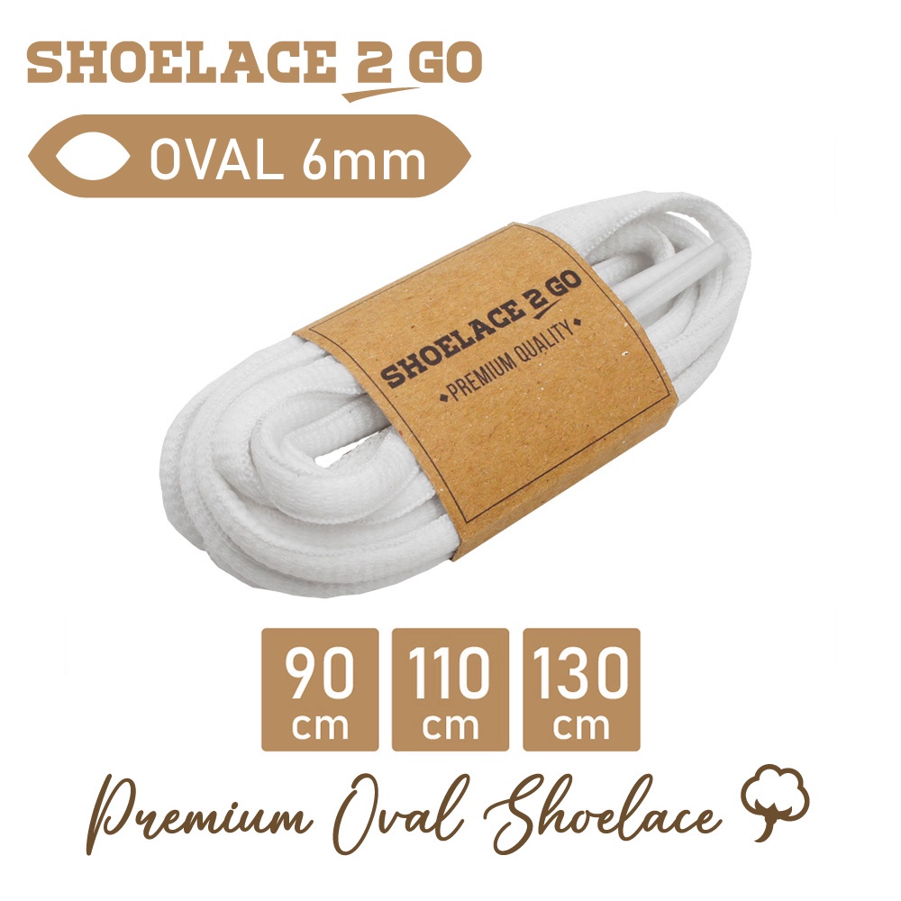 SHOELACE 2 GO PREMIUM TALI SEPATU LONJONG OVAL A1 - WHITE