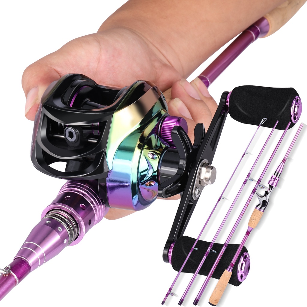 2.1M 4 Bagian Pancing Berputar + Reel Pancing Set 13 + 1BB 5.2: 1 Rasio Gigi Roda Pancing Combo