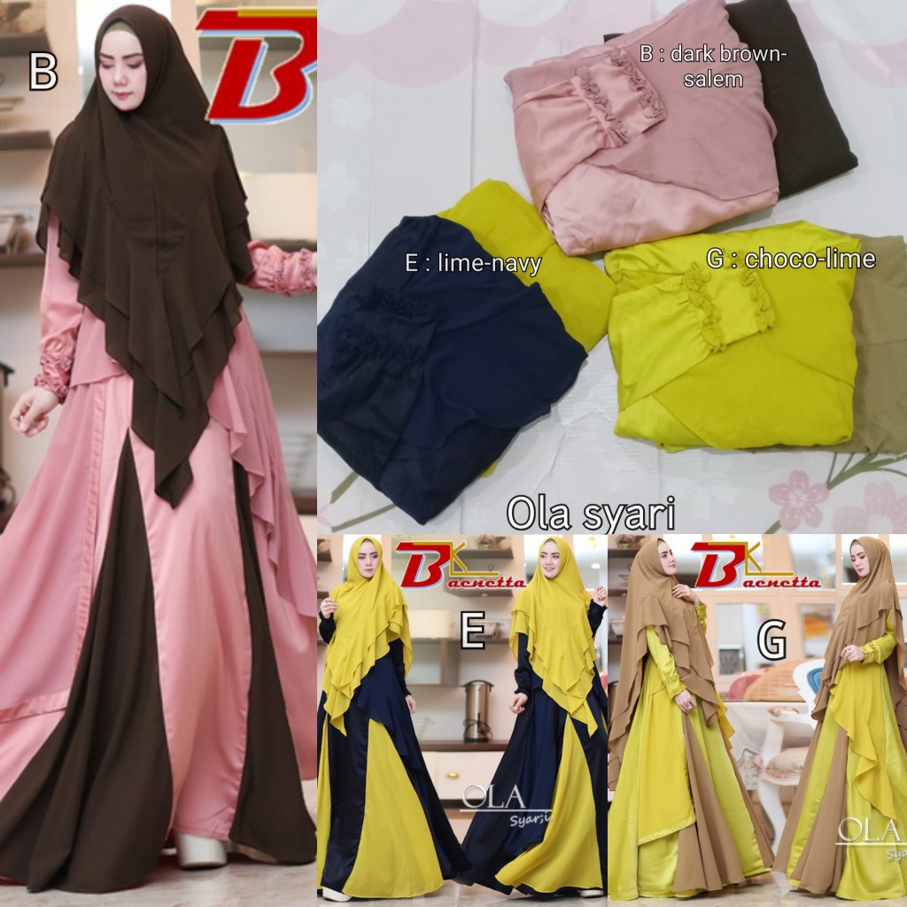 OLA SYARI BY BAENETTA / GAMIS SYARI / TERBARU / MURAH / WARNA PASTEL / ORI / TERLARIS / BRANDED