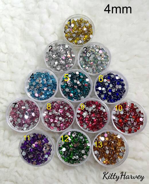 RHINESTONE / GEMSTONE 4MM PACK SEDANG &amp; BESAR