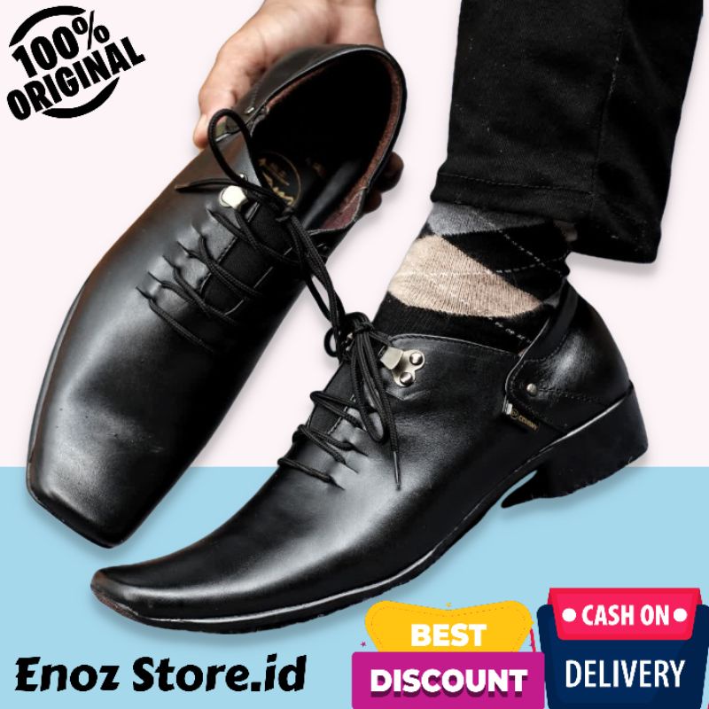 ENOZ X SHAKA - Sepatu Formal Pria Kulit Asli Original Sepatu Pantofel Kerja Pesta Dinas Cowok Keren Kekinian ORI