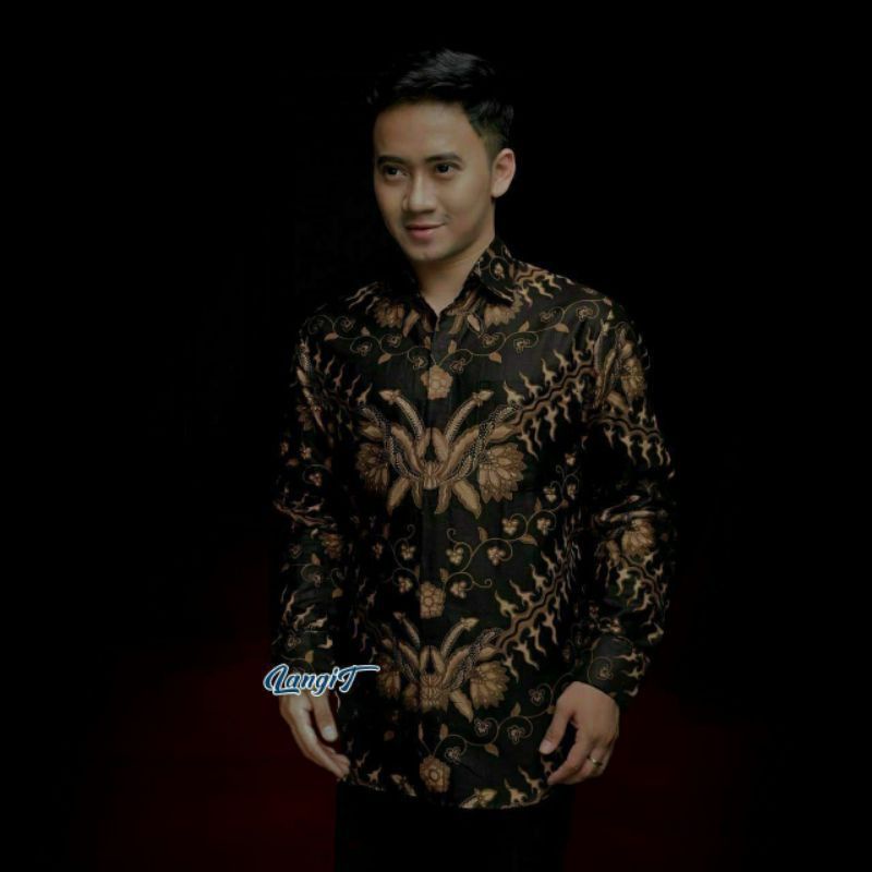 KEMEJA BATIK PRIA LENGAN PANJANG SIZE M L XL XXL-Kemeja keris coklat