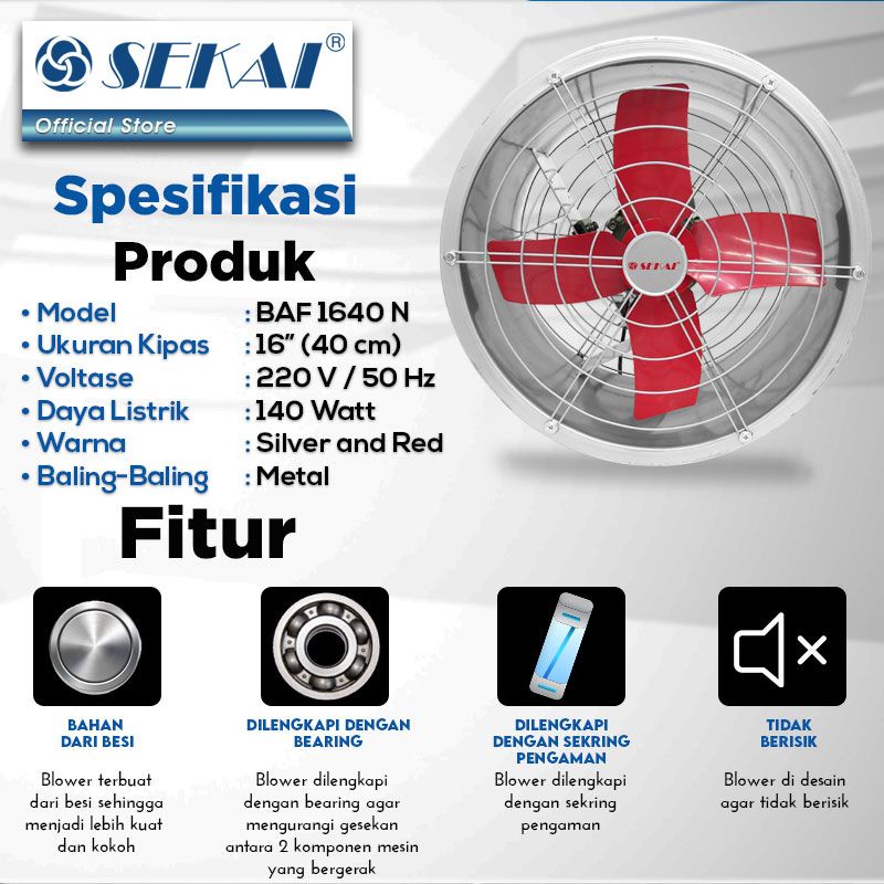 Sekai Kipas Angin Blower / Kipas Angin Industri Blower - BAF 1640