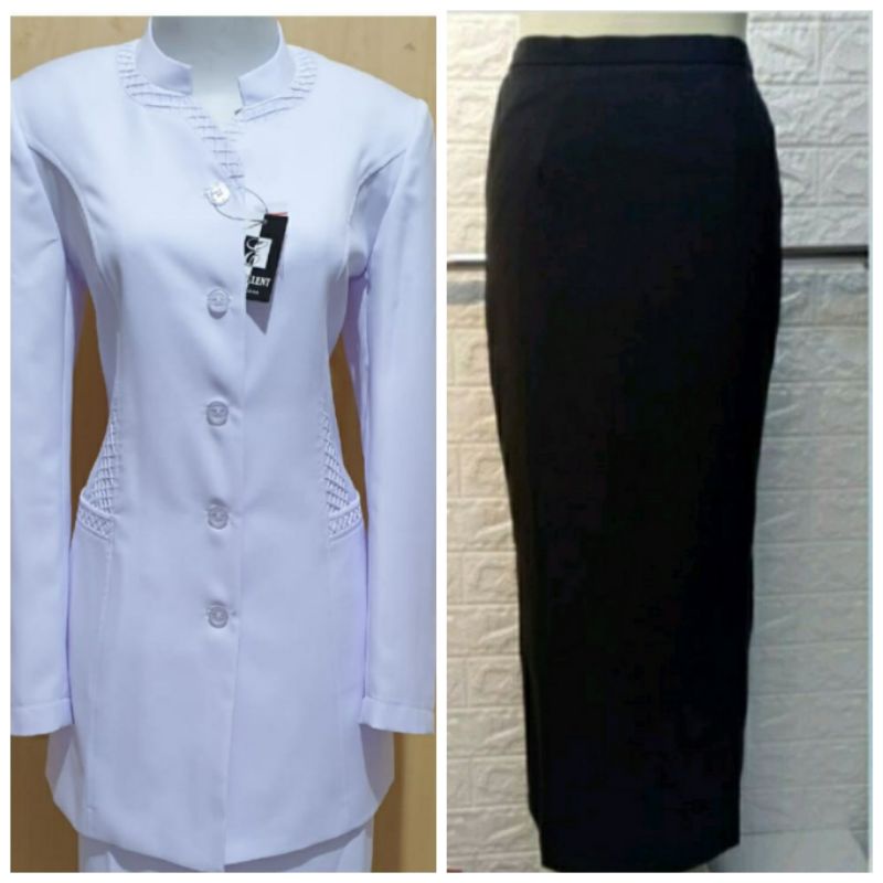 seragam pns wanita putih hitam/ seragam pns wanita putih - putih/ seragam asn wanita putih hitam/ ba