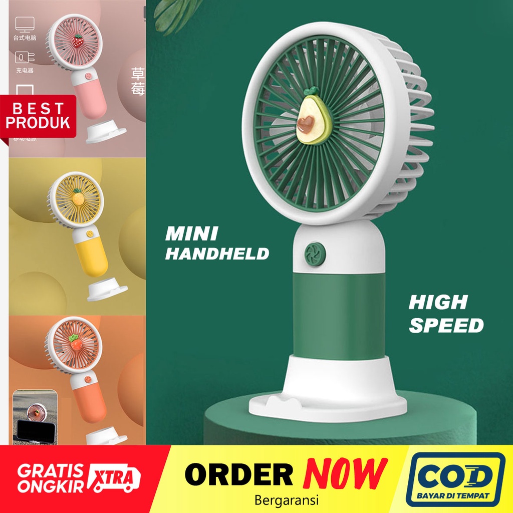 Kipas Angin Genggam Mini Portable Bentuk buah Bahan Silikon Warna Permen Untuk Outdoor Mini Fan - dinno.id