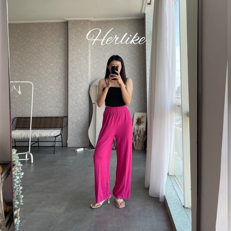 Hyerin pants/celana kulot wanita/celana panjang wanita/celana high waist/celana semi rib/celana santai/celana kekinian/celana knit/kulot knit-8
