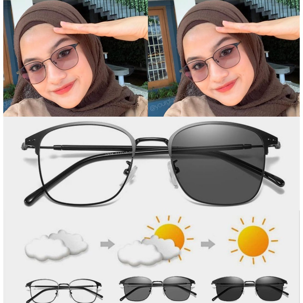 Kacamata Photocromic Antiradiasi Frame Besi Pria Wanita 5551