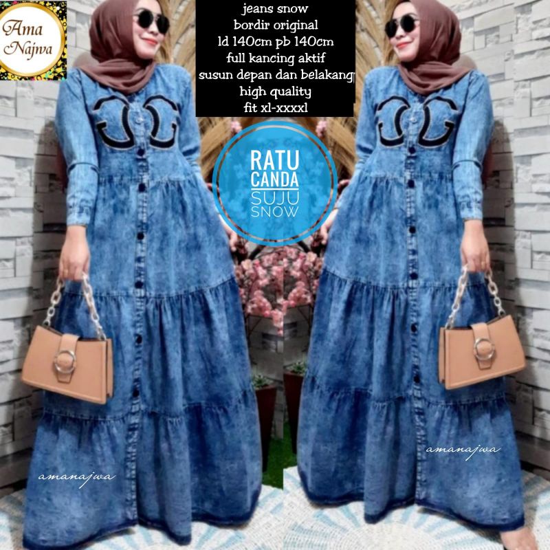 GAMIS JEANS WASH JUMBO PREMIUM TEBAL RATU CANDA MAXY SUJU BY AMANAJWA