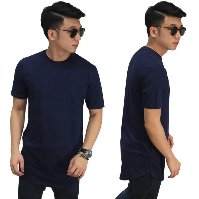 Longline T-Shirt Basic Navy/kaos polos biru dongker/baju warna biru gelap/kaos cowok keren/baju pria